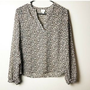 A New Day Chiffon Long Sleeve Cheetah Blouse XS